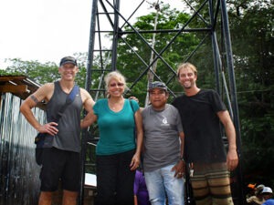 KIRF Co-Founder Mark Kirwin with Rotary volunteer Christina Rust, local Gigante Health Center Construction Site Manager Modesto, and Bo Fox of Project WOO. Photo: Angela R. Kirwin
