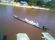 KIRF Cyclone Nargis relief supplies being ferried across the river into Burma