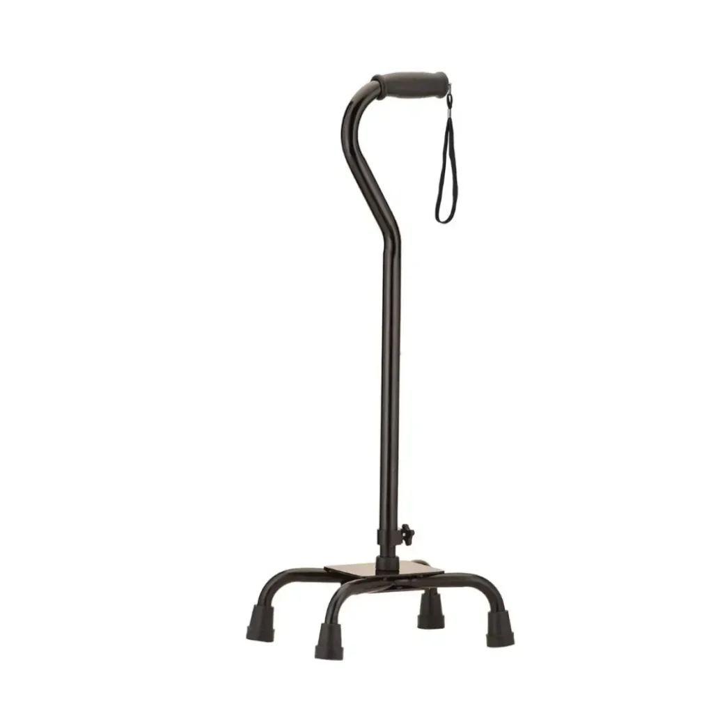 Ventura Lion's Club Medical Equipment Lending Closet Four-prong quad cane with offset handle and wrist strap