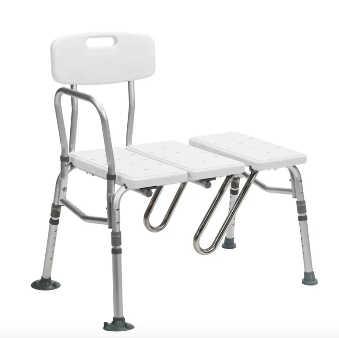Shower transfer bench with backrest and adjustable legs